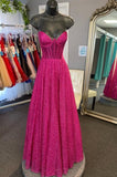 Hot Pink Sweetheart A-Line Long Formal Prom Dress Evening Party Dress, HZ0319