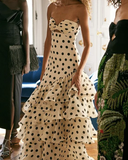 Retro Polka Dots Sweetheart Layers Long Prom Dress Chic Evening Gown, HZ0319