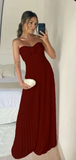 Pretty Pink A-Line Strapless Chiffon Long Party Dress Wedding Guest Dress, HZ0319