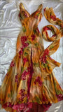 Vintage V Neck Sheath Floral Printed Long Party Dress Retro Evening Dress, HZ0319