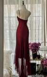 Elegant Burgundy Strapless Mermaid Long Prom Dress Vintage Party Dress, HZ0319