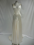 Retro V Neck Straps A-Line Satin Long Party Dress Vintage Wedding Dress, HZ0319