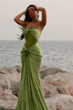 Elegant Green Sweetheart Satin Mermaid Long Formal Party Dress HZ0319