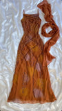 Orange Straps Sheath Beading Vinatge Long Party Dress Evening Dresses, HZ0319