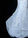 Light Blue Sleeveless Mermaid Beading Long Evening Dress Birthday Outfits, HZ0319