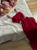 Wine Red Spaghetti Straps Sheath Long Evening Party Dress HZ0319