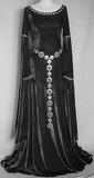 Vintage Black Long Sleeves A-Line Velvet Long Formal Evening Party Dress, HZ0319
