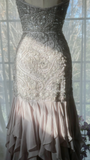 Light Lilac Straps Mermaid Beading Ruffles Long Evening Dress Birthday Outfits, HZ0319