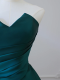 Elegant Green Strapless A-Line Satin Long Formal Evening Party Dresses, HZ0319