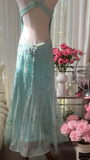 Retro Sparkling Light Blue Sweetheart Design A-line Romantic Chiffon Evening Dress Prom Dress HZ0319