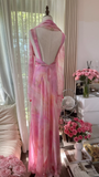 Retro Pink Sweetheart Floral Elegant Design A-line Romantic Chiffon Evening Dress Prom Dress HZ0319