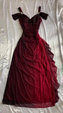 Vintage Straps Chiffon Ruffles Elegant Long Prom Dress, HZ0319