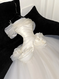 Elegant Ivory 3D Flowers Design A-Line Tulle Wedding Dress Prom Dress Evening Dress Ball Gown HZ0319