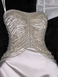 Elegant Ivory Sweetheart Satin Beaded Design Gorgeous Mermaid Floor-length Wedding Dress HZ0319