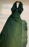 Green Halter Chiffon Shiny Vintage Long Party Dress Prom Gown HZ0319